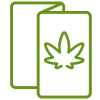 Icon of a cannabis leaf on a pamphlet